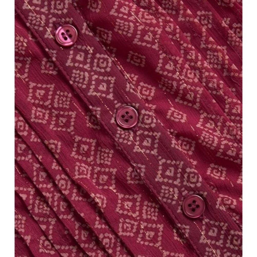 Lucky Brand Red Boho LS Mini Shirt Dress Womens Sz M Casual Burgundy Light Weigh - Picture 3 of 8